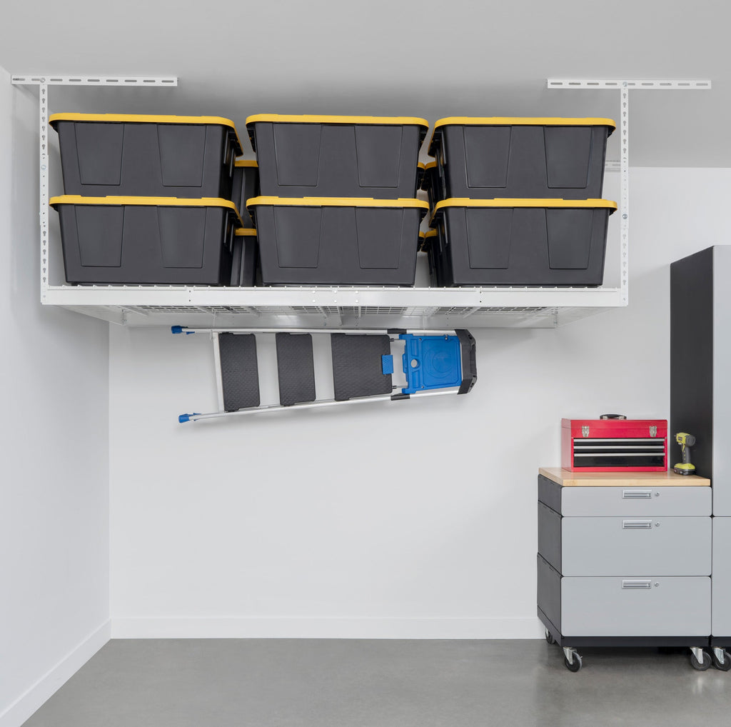 4’ x 8’ Overhead Garage Storage Bundle w/ 5 Bins (Yellow)