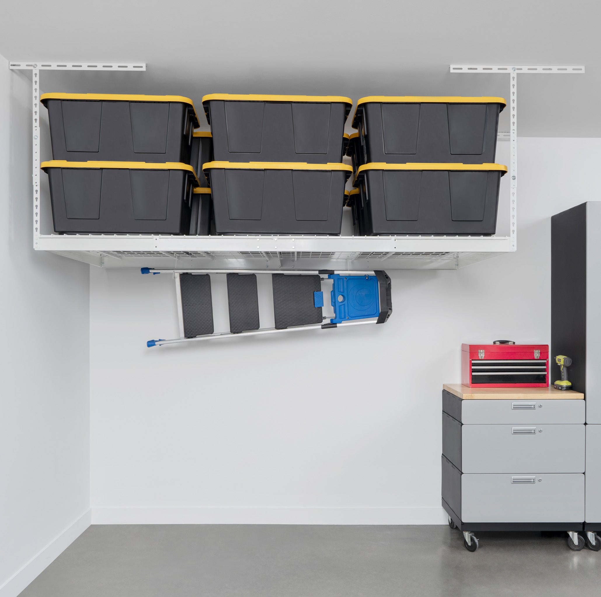 4’ x 8’ Overhead Garage Storage Bundle w/ 5 Bins (Yellow)
