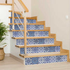 6" x 6" Blue And White Vinyl Peel And Stick Removable Tiles