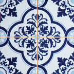 6" x 6" Blue And White Vinyl Peel And Stick Removable Tiles