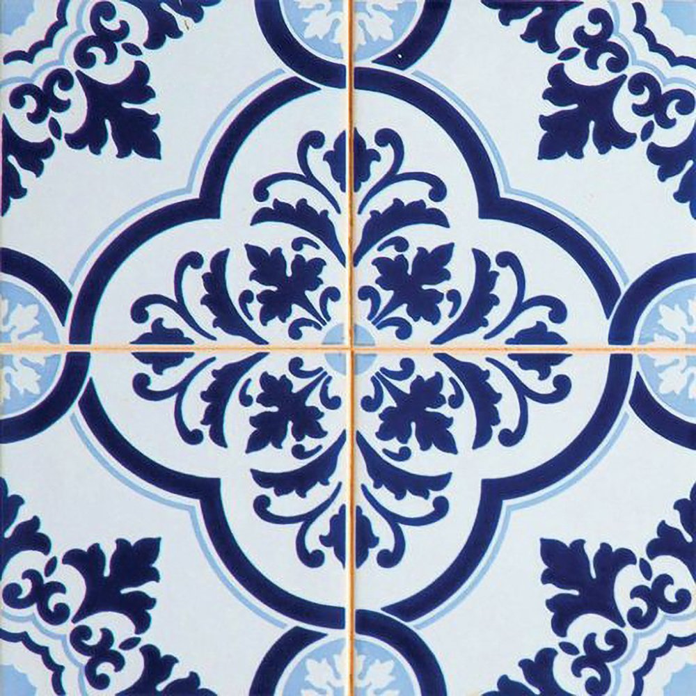 6" x 6" Blue And White Vinyl Peel And Stick Removable Tiles