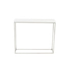 35" White and Silver Wood and Stainless Steel Frame Console Table