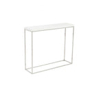 35" White and Silver Wood and Stainless Steel Frame Console Table