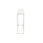 35" White and Silver Wood and Stainless Steel Frame Console Table
