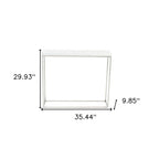 35" White and Silver Wood and Stainless Steel Frame Console Table