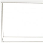 35" White and Silver Wood and Stainless Steel Frame Console Table