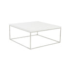 35" White and Silver Wood And Metal Square Frame Coffee Table