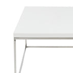 47" White and Silver Wood And Metal Frame Coffee Table