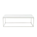 47" White and Silver Wood And Metal Frame Coffee Table