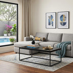 47" Black Wood And Metal Frame Coffee Table