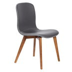 Set of Two Blue and Brown Upholstered Leather Dining Side Chairs