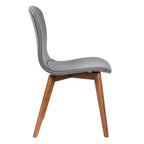 Set of Two Blue and Brown Upholstered Leather Dining Side Chairs