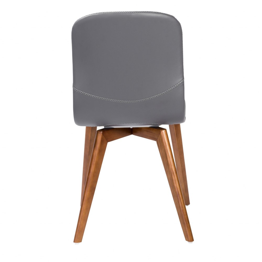 Set of Two Blue and Brown Upholstered Leather Dining Side Chairs