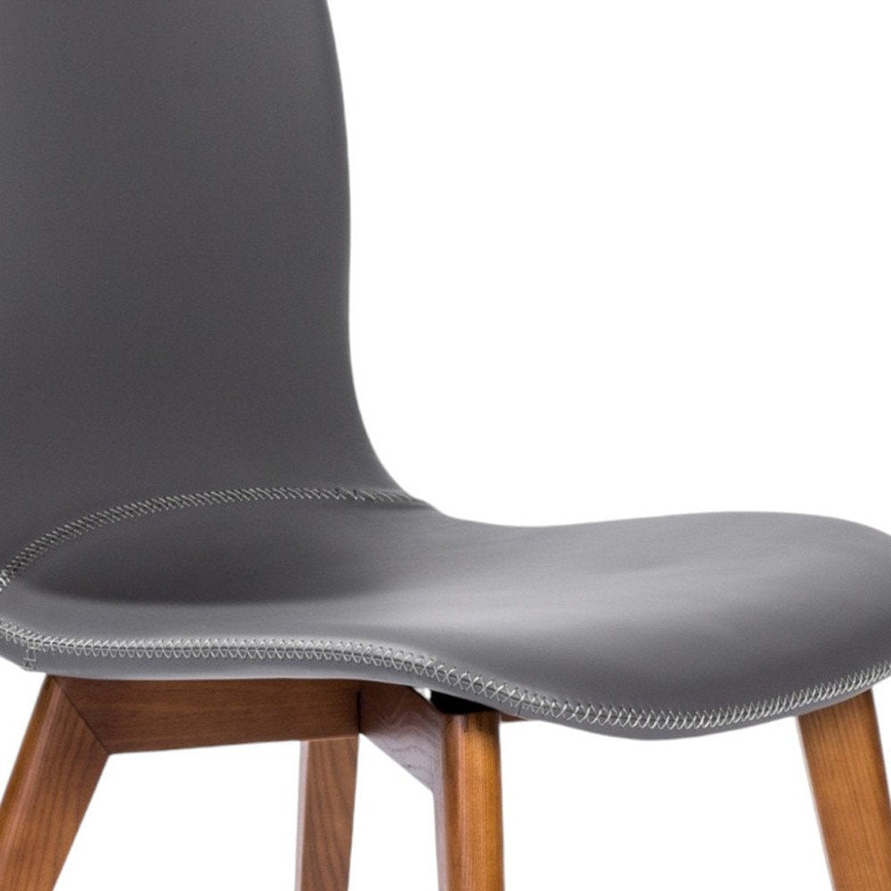 Set of Two Blue and Brown Upholstered Leather Dining Side Chairs
