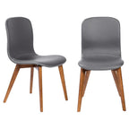 Set of Two Blue and Brown Upholstered Leather Dining Side Chairs