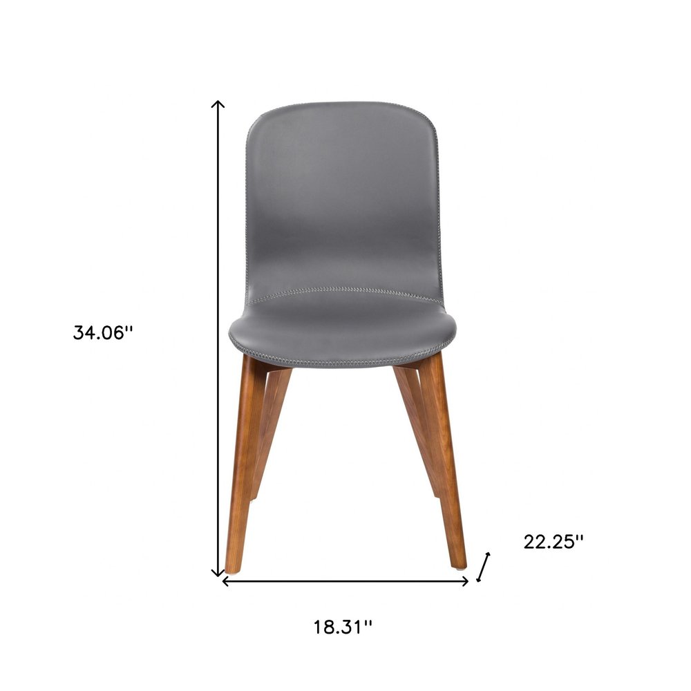 Set of Two Blue and Brown Upholstered Leather Dining Side Chairs