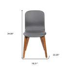 Set of Two Blue and Brown Upholstered Leather Dining Side Chairs