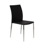 Set of Two Black and Silver Upholstered Faux Leather Dining Side Chairs