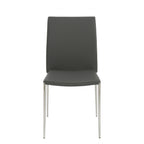 Set of Two Black and Silver Upholstered Faux Leather Dining Side Chairs