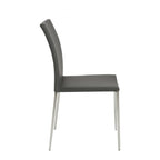 Set of Two Black and Silver Upholstered Faux Leather Dining Side Chairs