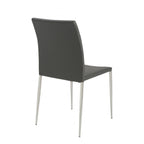 Set of Two Black and Silver Upholstered Faux Leather Dining Side Chairs