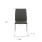 Set of Two Black and Silver Upholstered Faux Leather Dining Side Chairs