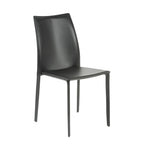 Set of Two Black Upholstered Faux Leather Dining Side Chairs