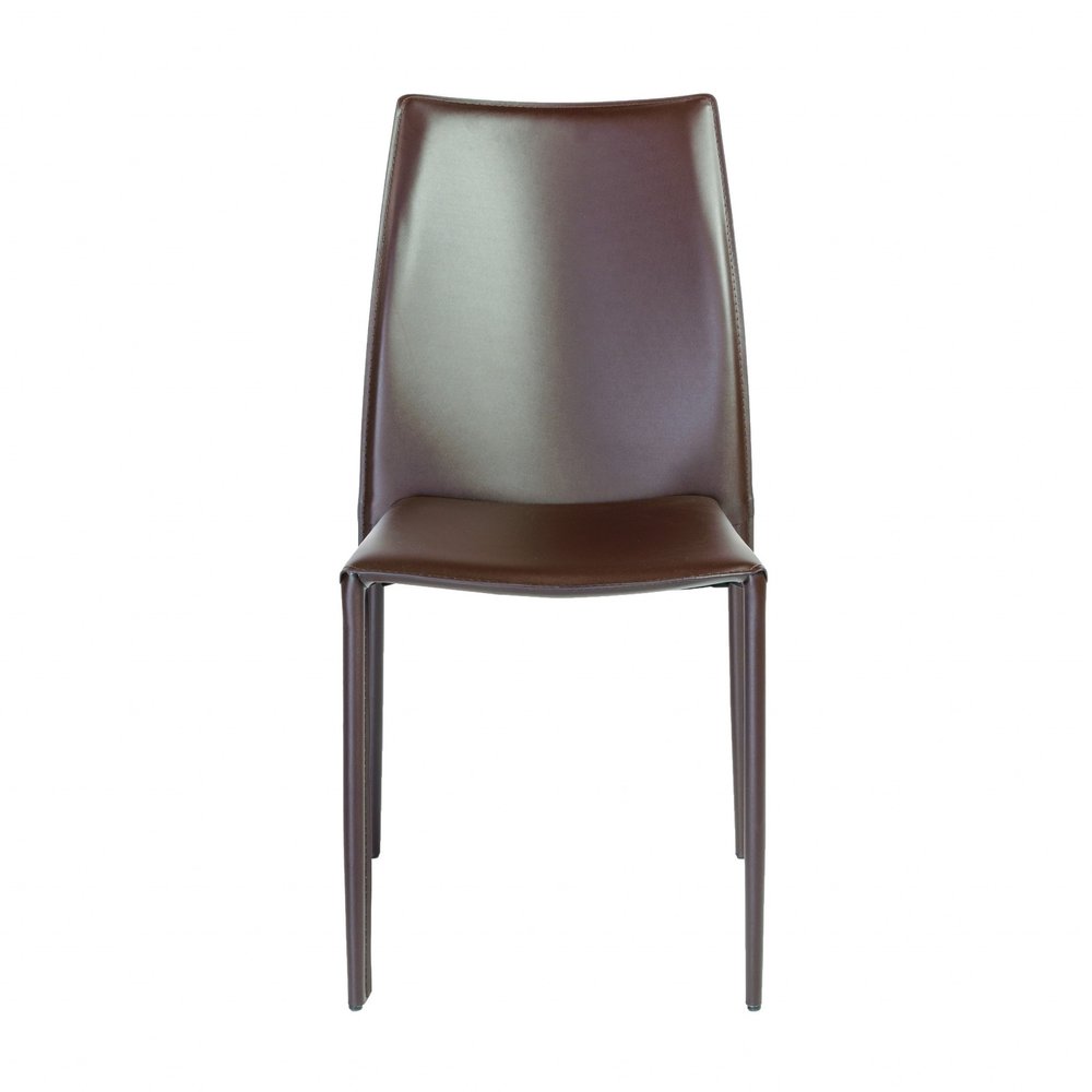 Set of Two Black Upholstered Faux Leather Dining Side Chairs