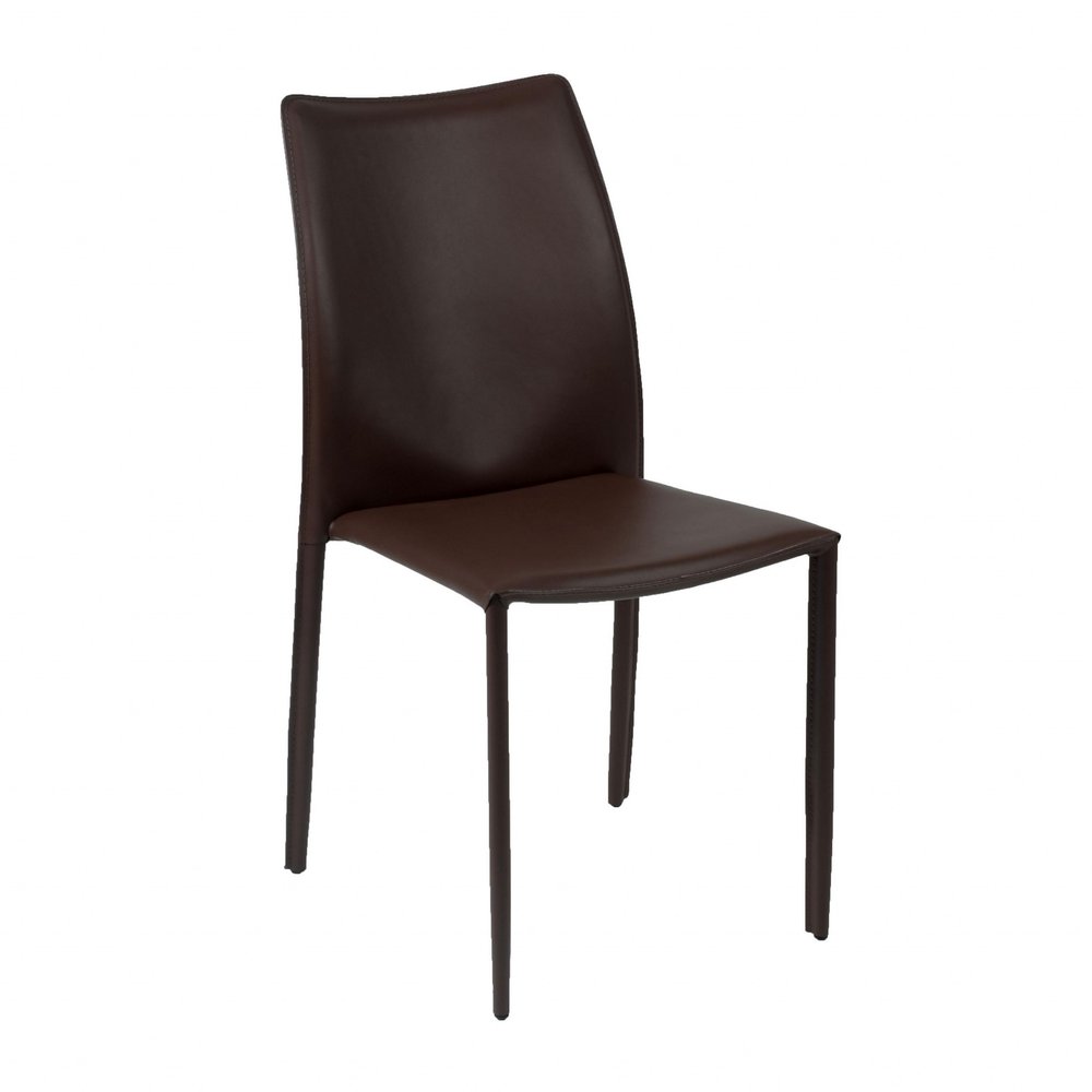 Set of Two Black Upholstered Faux Leather Dining Side Chairs
