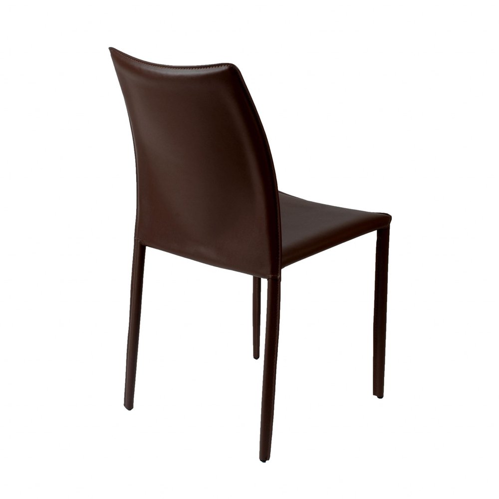 Set of Two Black Upholstered Faux Leather Dining Side Chairs