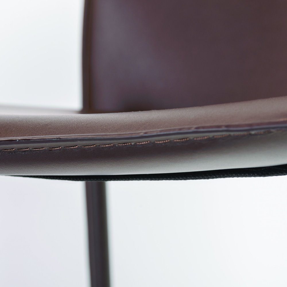 Set of Two Black Upholstered Faux Leather Dining Side Chairs