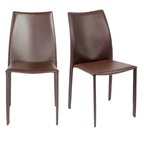 Set of Two Black Upholstered Faux Leather Dining Side Chairs