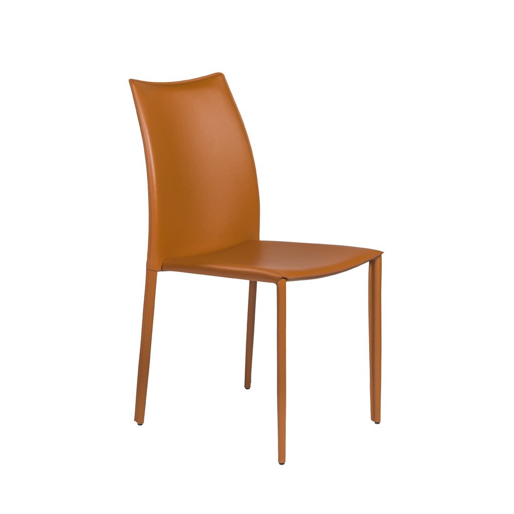 Set of Two Black Upholstered Faux Leather Dining Side Chairs