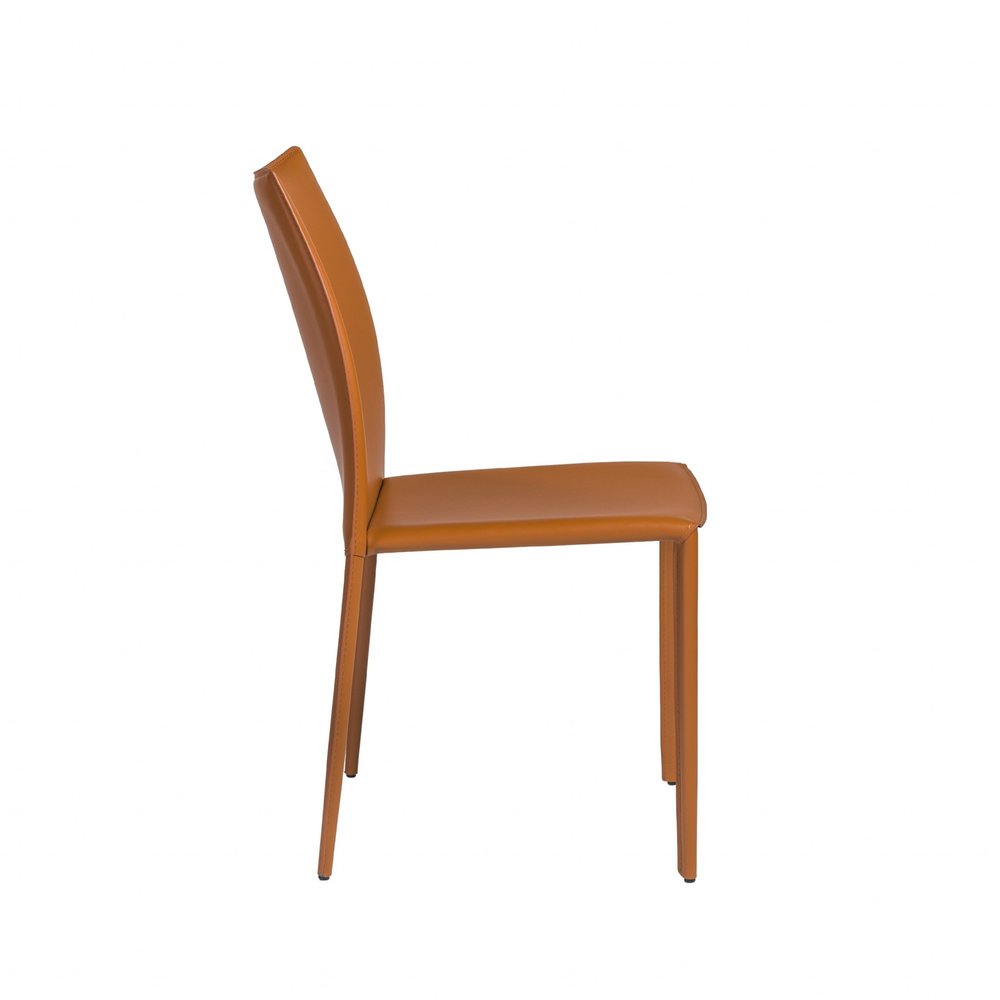 Set of Two Black Upholstered Faux Leather Dining Side Chairs
