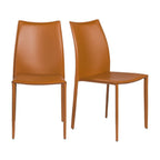 Set of Two Black Upholstered Faux Leather Dining Side Chairs