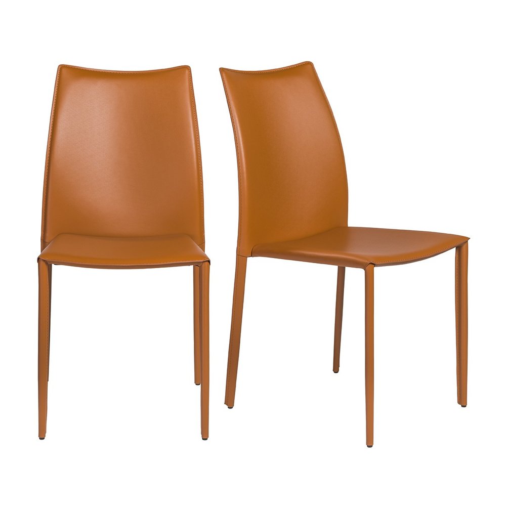 Set of Two Black Upholstered Faux Leather Dining Side Chairs