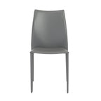 Set of Two Black Upholstered Faux Leather Dining Side Chairs