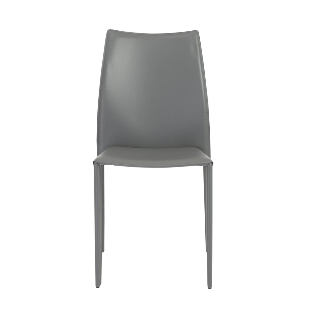 Set of Two Black Upholstered Faux Leather Dining Side Chairs