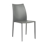 Set of Two Black Upholstered Faux Leather Dining Side Chairs