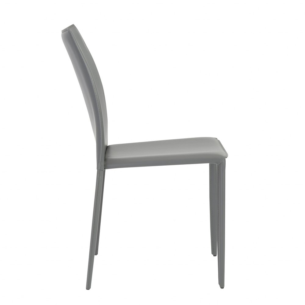 Set of Two Black Upholstered Faux Leather Dining Side Chairs