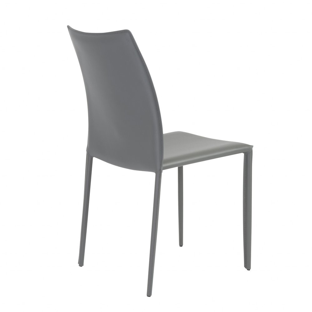 Set of Two Black Upholstered Faux Leather Dining Side Chairs