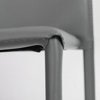 Set of Two Black Upholstered Faux Leather Dining Side Chairs
