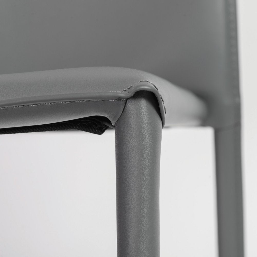 Set of Two Black Upholstered Faux Leather Dining Side Chairs