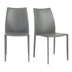 Set of Two Black Upholstered Faux Leather Dining Side Chairs