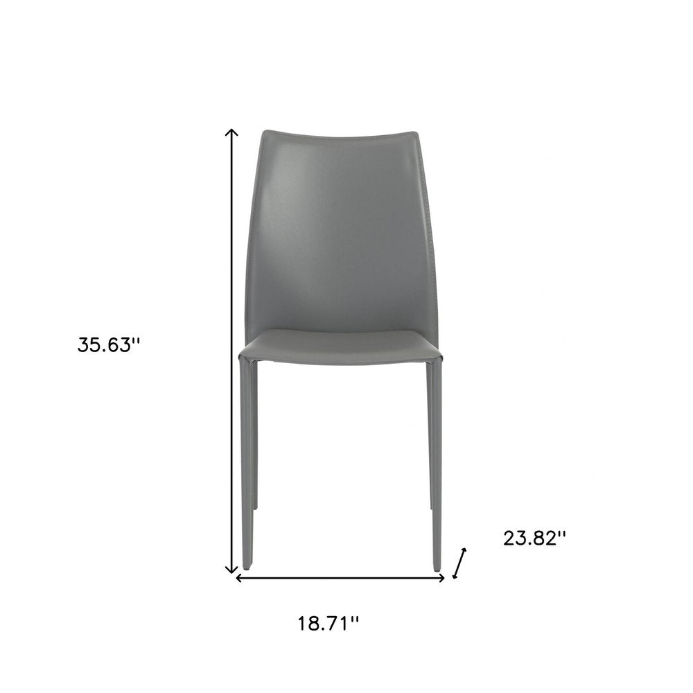 Set of Two Black Upholstered Faux Leather Dining Side Chairs