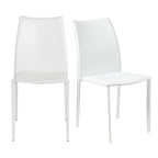 Set of Two Black Upholstered Faux Leather Dining Side Chairs