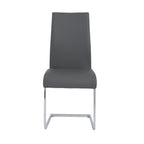 Set of Four Gray and Silver Upholstered Leather Dining Side Chairs