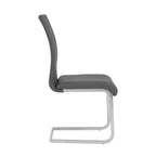 Set of Four Gray and Silver Upholstered Leather Dining Side Chairs