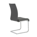 Set of Four Gray and Silver Upholstered Leather Dining Side Chairs