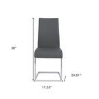 Set of Four Gray and Silver Upholstered Leather Dining Side Chairs
